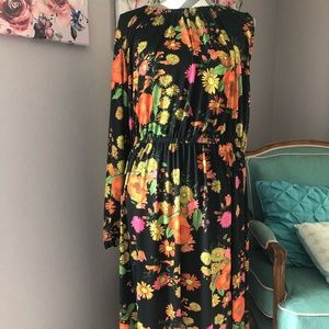 ASOS Long Floral Asymmetrical Sleeve Dress